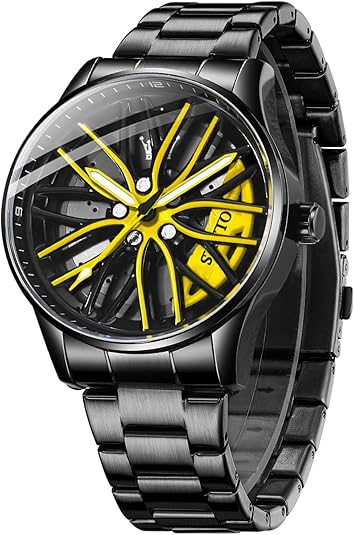 Men Watch Blue Gold Analog Quartz Stainless Steel Waterproof Luminous Date Luxury Casual Watch
