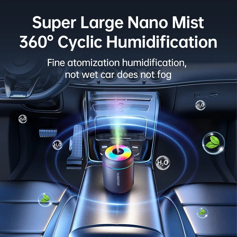 Compact 180ML USB Car & Home Air Humidifier – LED Aroma Diffuser